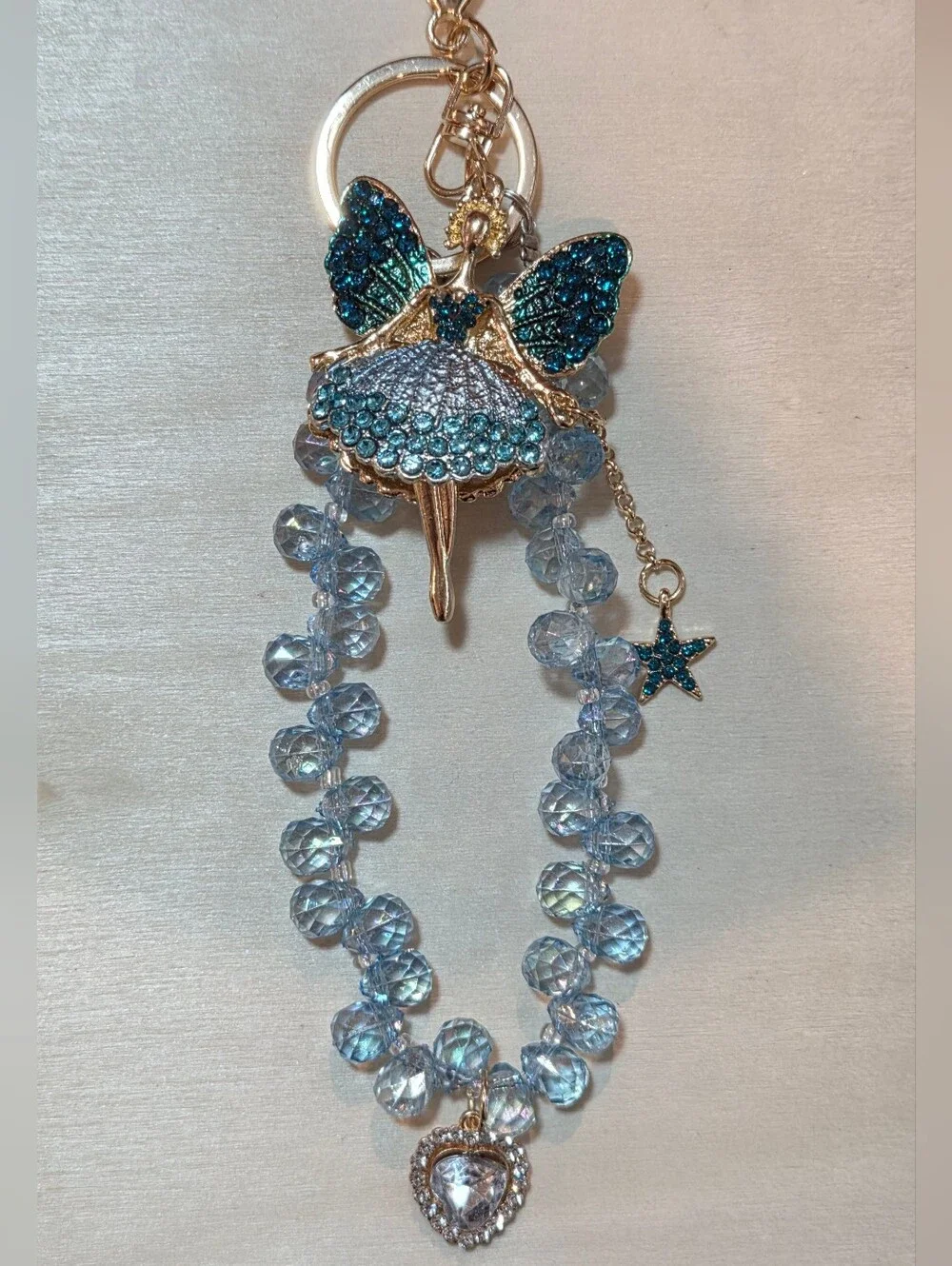 High End Crystal Fairy Ballerina Keychain ✨ Beaded Bag Charm & Wristlet
